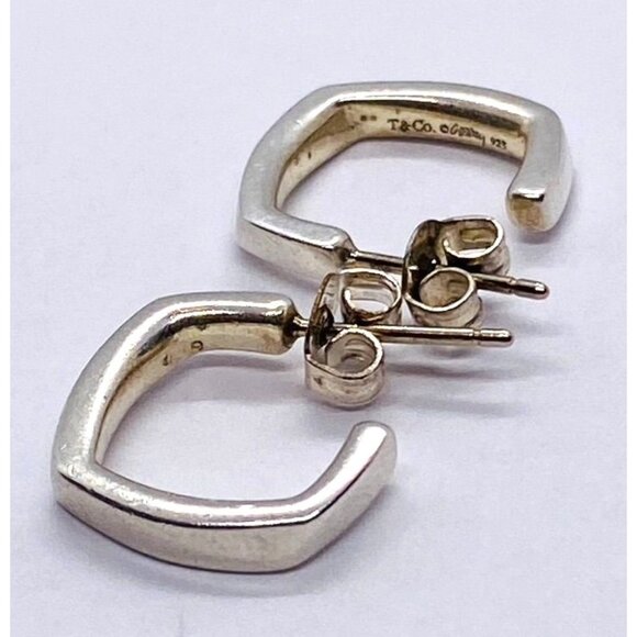 Tiffany & Co Signed Frank Gehry Sterling Silver 925 Square Earrings 13.5MM